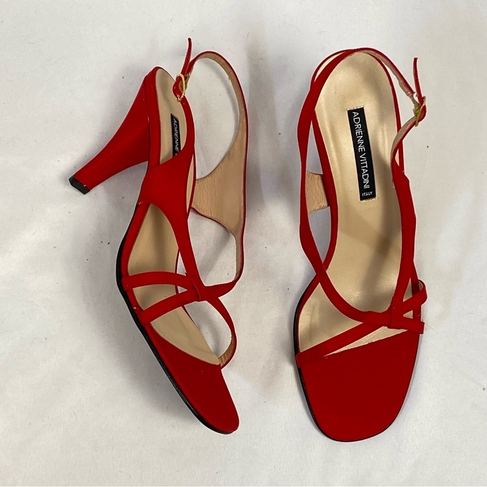 Adrienne Vittadini Gaia Arianna Red Heeled Slingback Size 10 Medium Leather Sole - Picture 5 of 16